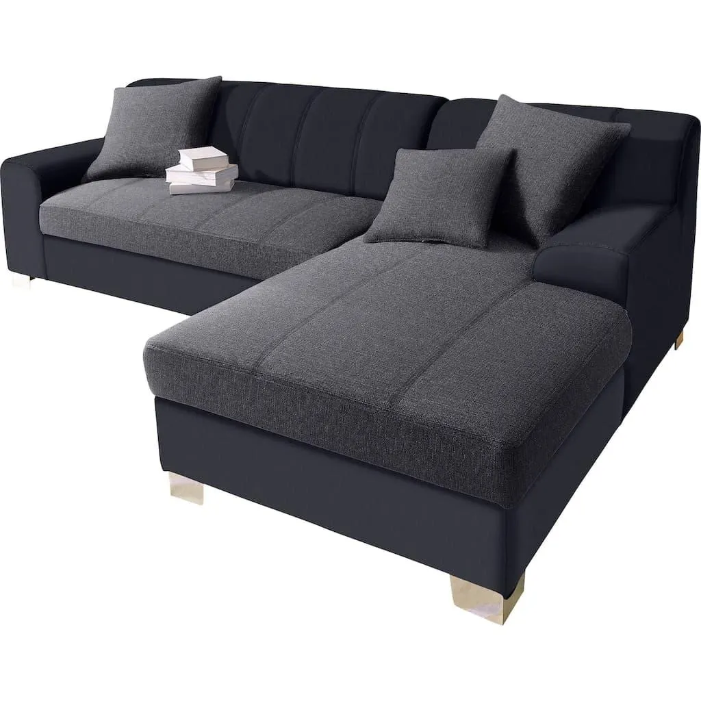 DOMO collection Ecksofa »Turah incl. Zierkissen, moderne Steppung, auch in Leder« wahlw. mit Bettfunktion, L-Form, B/T: 239/152cm, Unser Dauertiefpreis