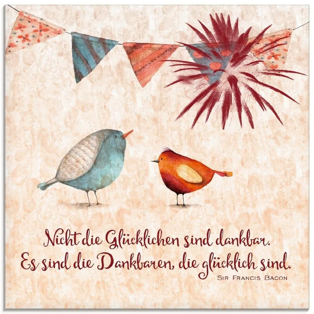 Artland Glasbild »Lebensweisheit Glücklich« Tiere 1 Stk. tlg. in verschiedenen Größen