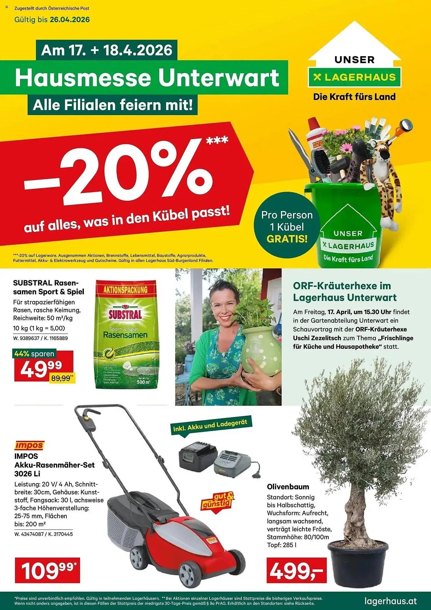 Lagerhaus Flugblatt von 8. April bis 26. April 2026 - Flugblätt seite 1