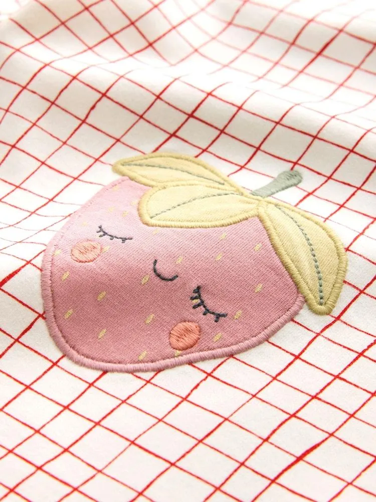 Rosa mit Erdbeermotiven - Embellished Barrel Trousers (3mths-7yrs)