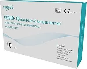 EUROPAPA® 10x Corona Laientest Selbsttest Covid-19 Antigentest auf SARS-CoV-2 Schnelltest zur Eigenanwendung Testkassete Probentupfer Antigenextrakt einzelverpackt