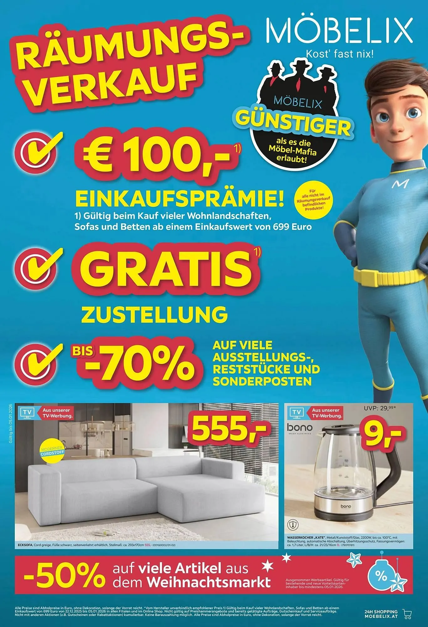 Möbelix Prospekt von 22. Dezember bis 6. Jänner 2026 - Flugblätt seite  1