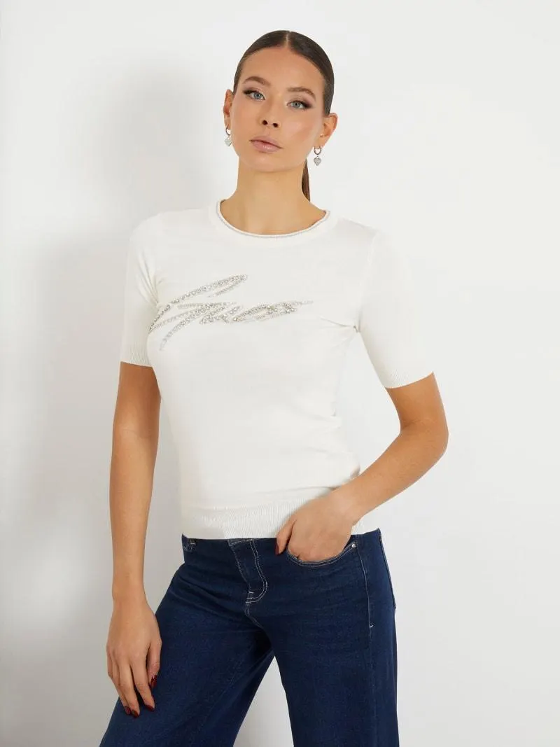 Strickshirt frontlogo strass