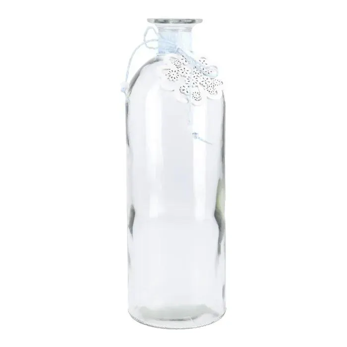 Flaschenvase Blume, hellblau, 26 cm