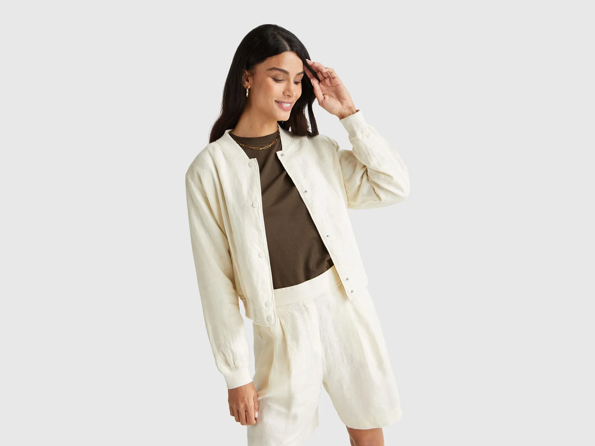 Bomberjacke aus 100 % Leinen