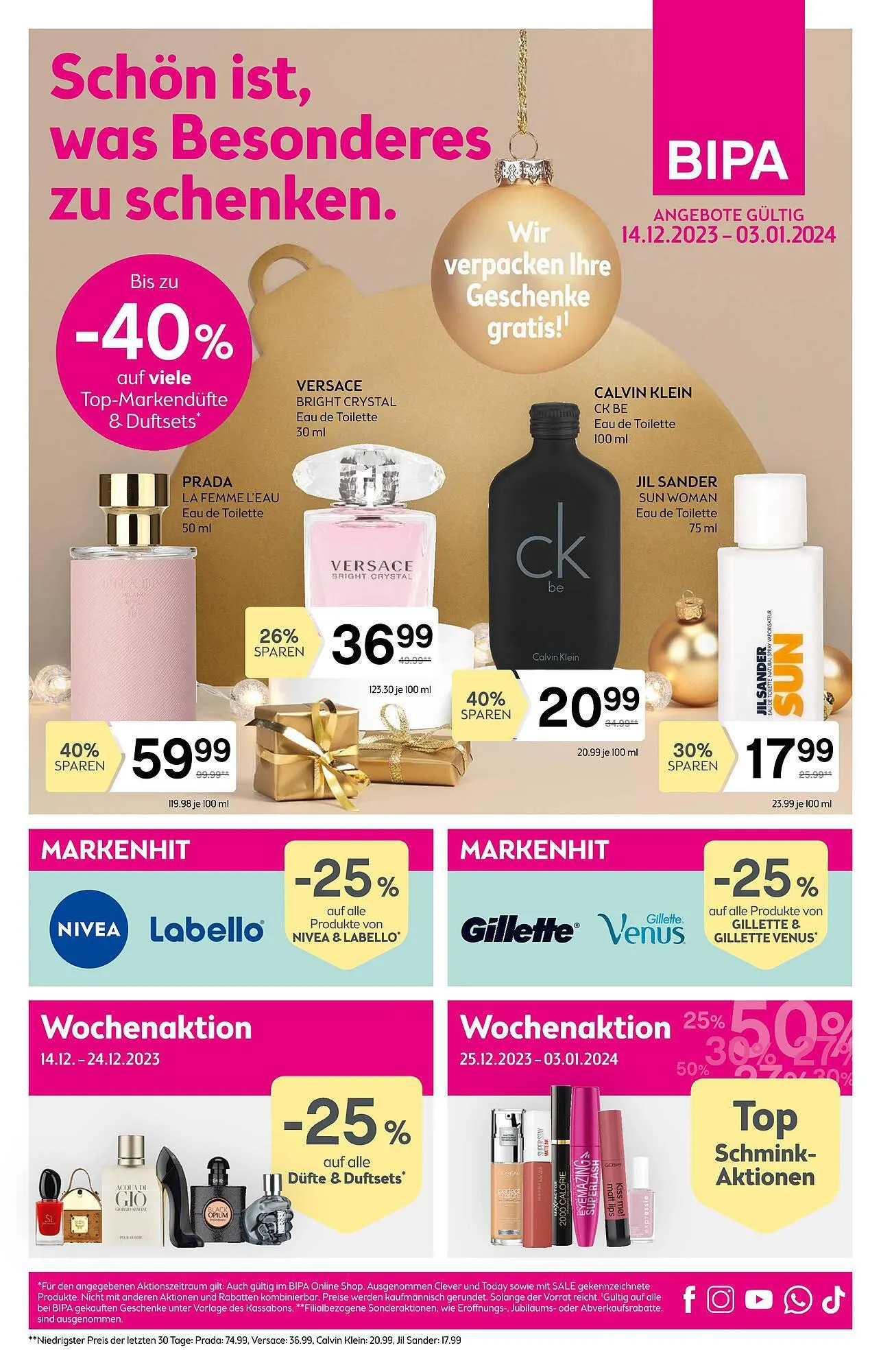 Bipa Flugblatt von 14. Dezember bis 3. Jänner 2024 - Flugblätt seite  