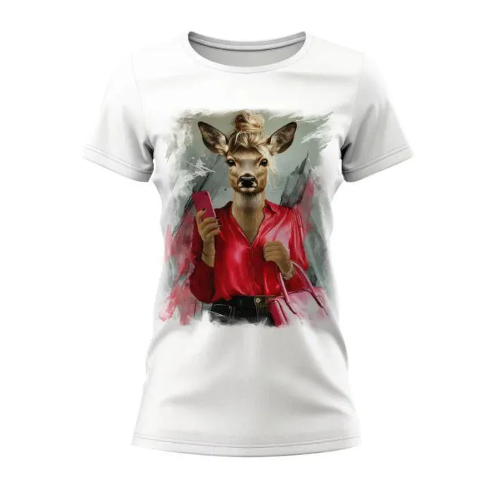 Almtracht D-T-Shirt Candice Motiv Reh mit Dutt