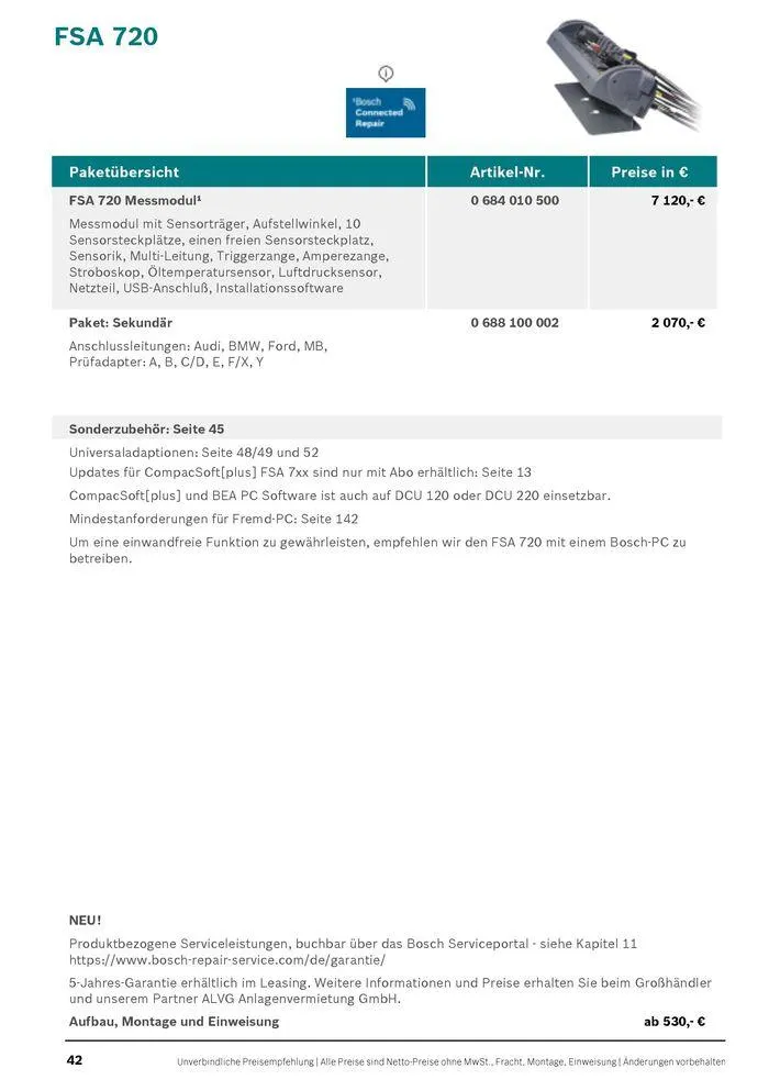 Werkstattausrüstung von Bosch von 21. Mai bis 31. Dezember 2024 - Flugblätt seite 42