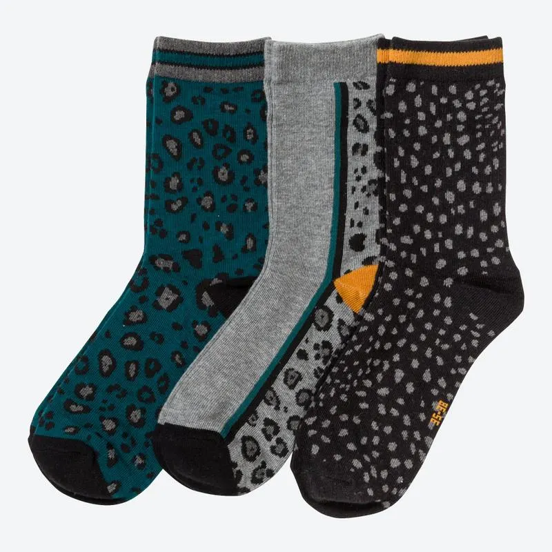 Damen-Socken mit verschiedenen Mustern, 3er-Pack
