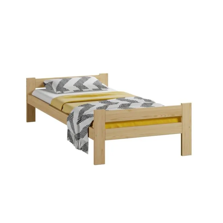 Steiner Shopping Einzelbett im neutralen Design Llorts 08, Kiefer Vollholz massiv, Farbe: Na