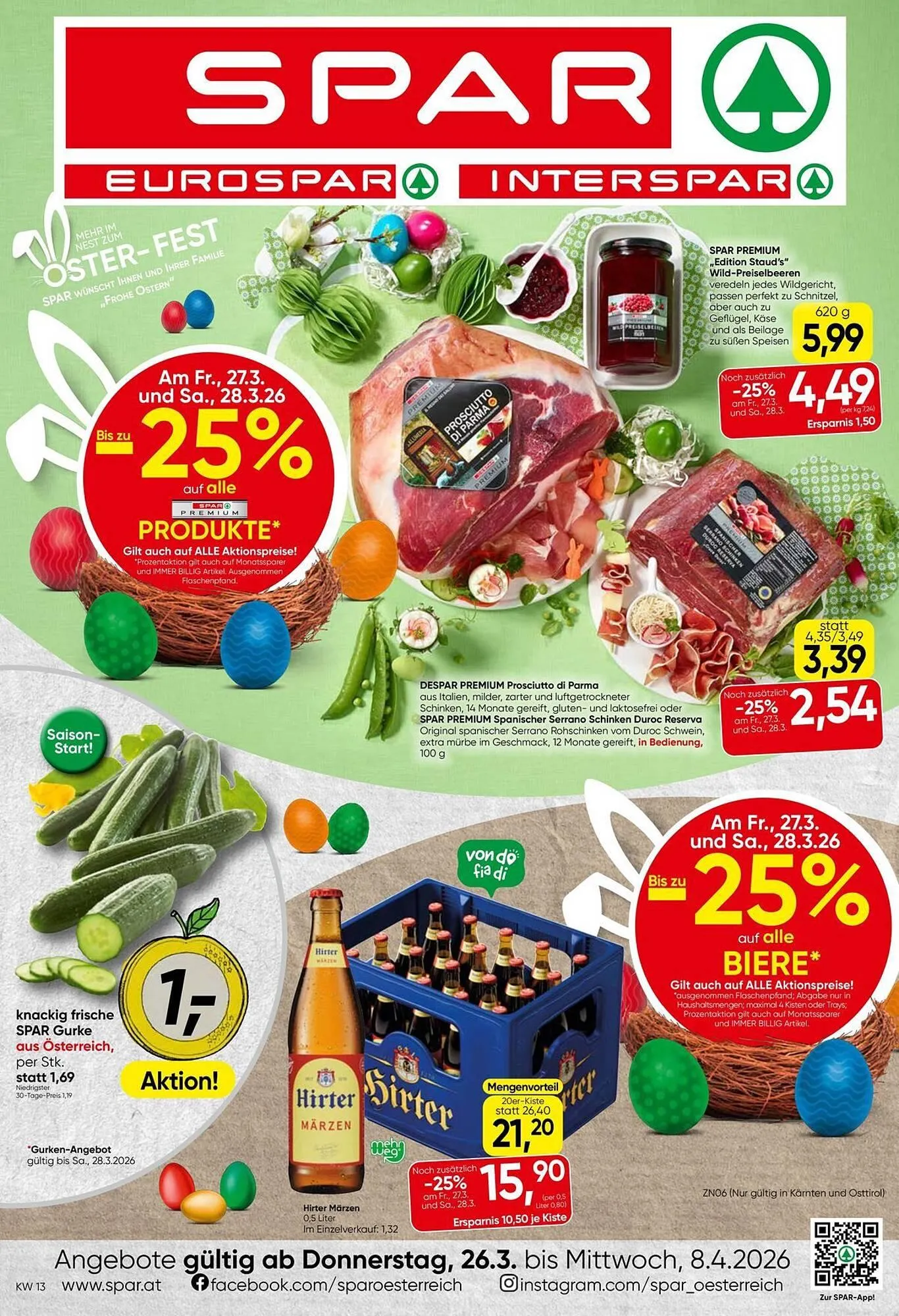 Eurospar Flugblatt von 26. März bis 8. April 2026 - Flugblätt seite  1