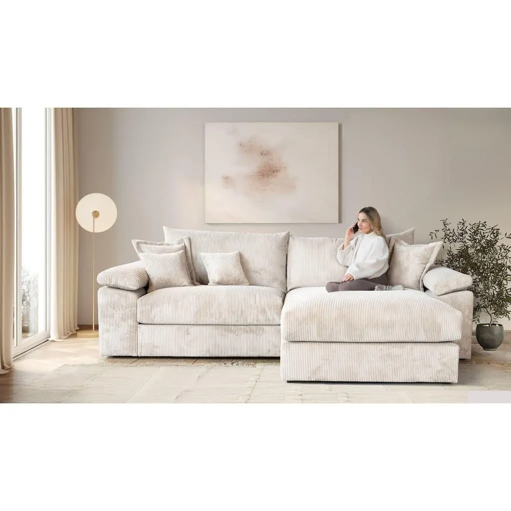 Home affaire Ecksofa »Soft&Cosy XXL L-Form, B: 303 cm - OTTO. Verlässliche Qualität.« Mega-Sofa, Cord oder Chenille-Struktur, mit Federkern & 4 Zierkissen