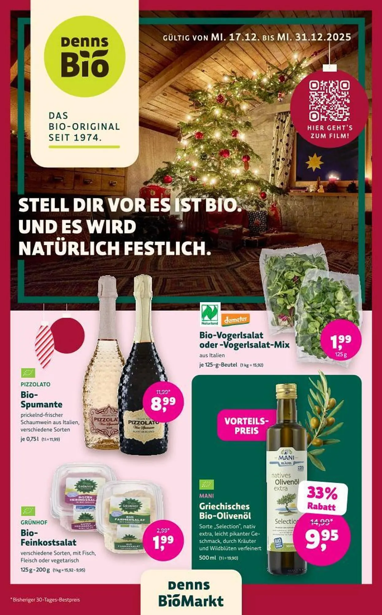 Denn's Biomarkt Flugblatt von 17. Dezember bis 31. Dezember 2025 - Flugblätt seite 1