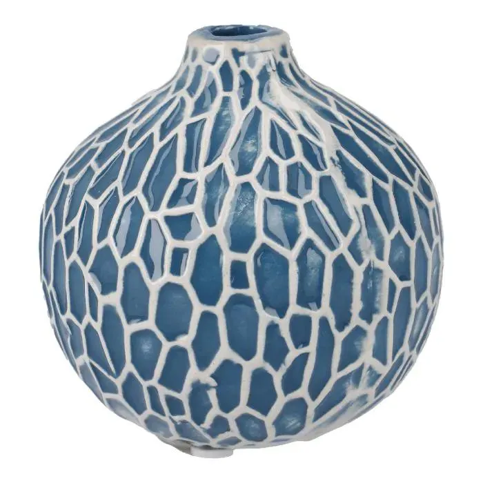 Vase Muster, Mosaik/blau, 8 cm