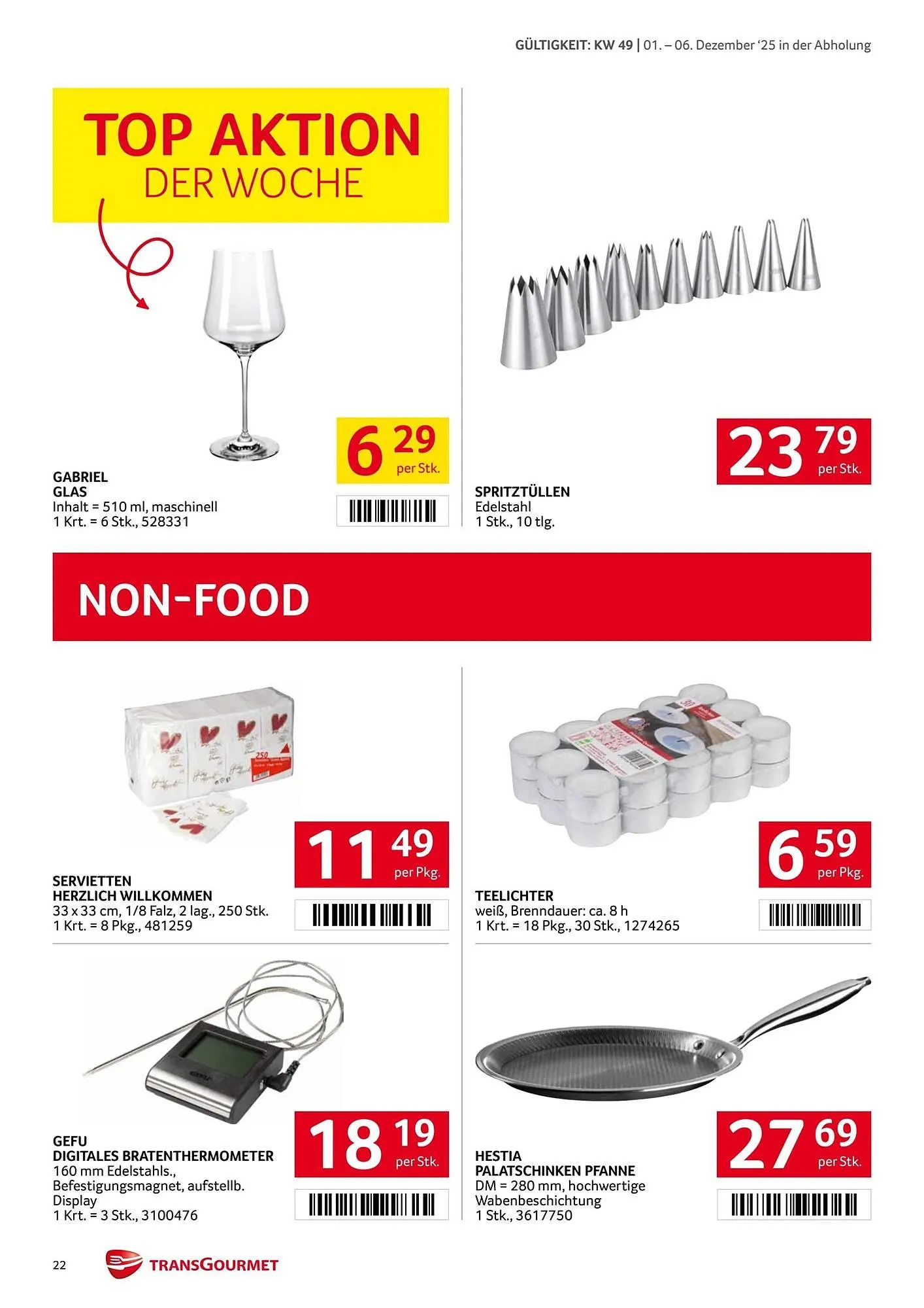 Transgourmet Flugblatt von 1. Dezember bis 7. Dezember 2025 - Flugblätt seite  22