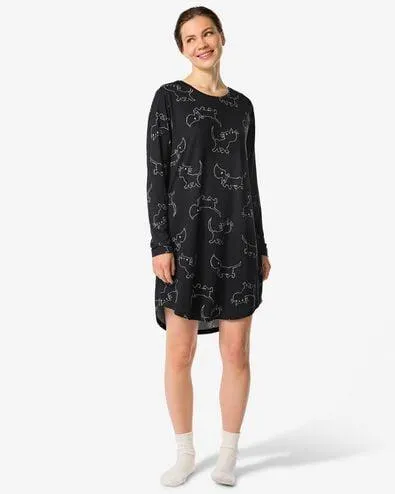 Takkie damesnachthemd micro zwart