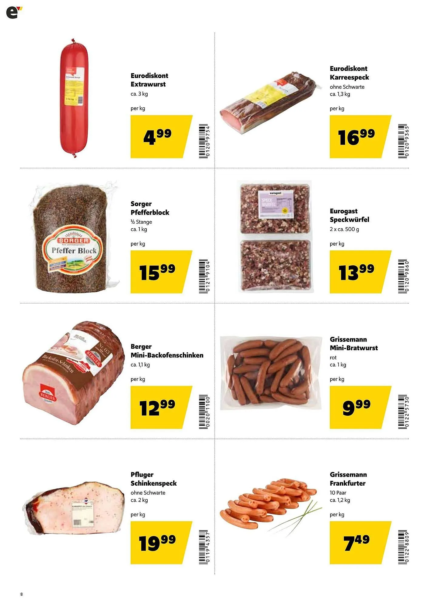 Eurogast Grissemann Flugblatt von 1. Dezember bis 12. Dezember 2025 - Flugblätt seite  8