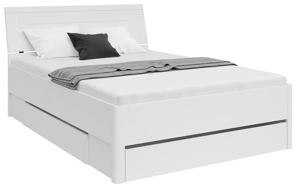 Stauraumbett mit Beleuchtung 140x200 cm Saturn Weiß