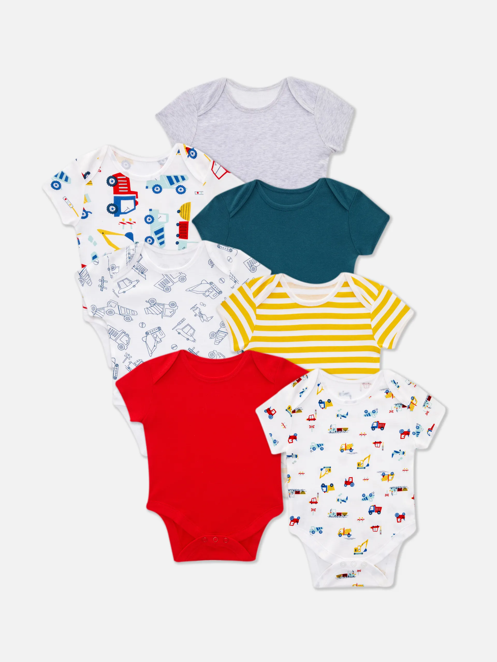 Bodysuits mit Transportmittel-Print, 7er-Pack