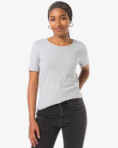 dames T-shirt basic o-hals lichtgrijs
