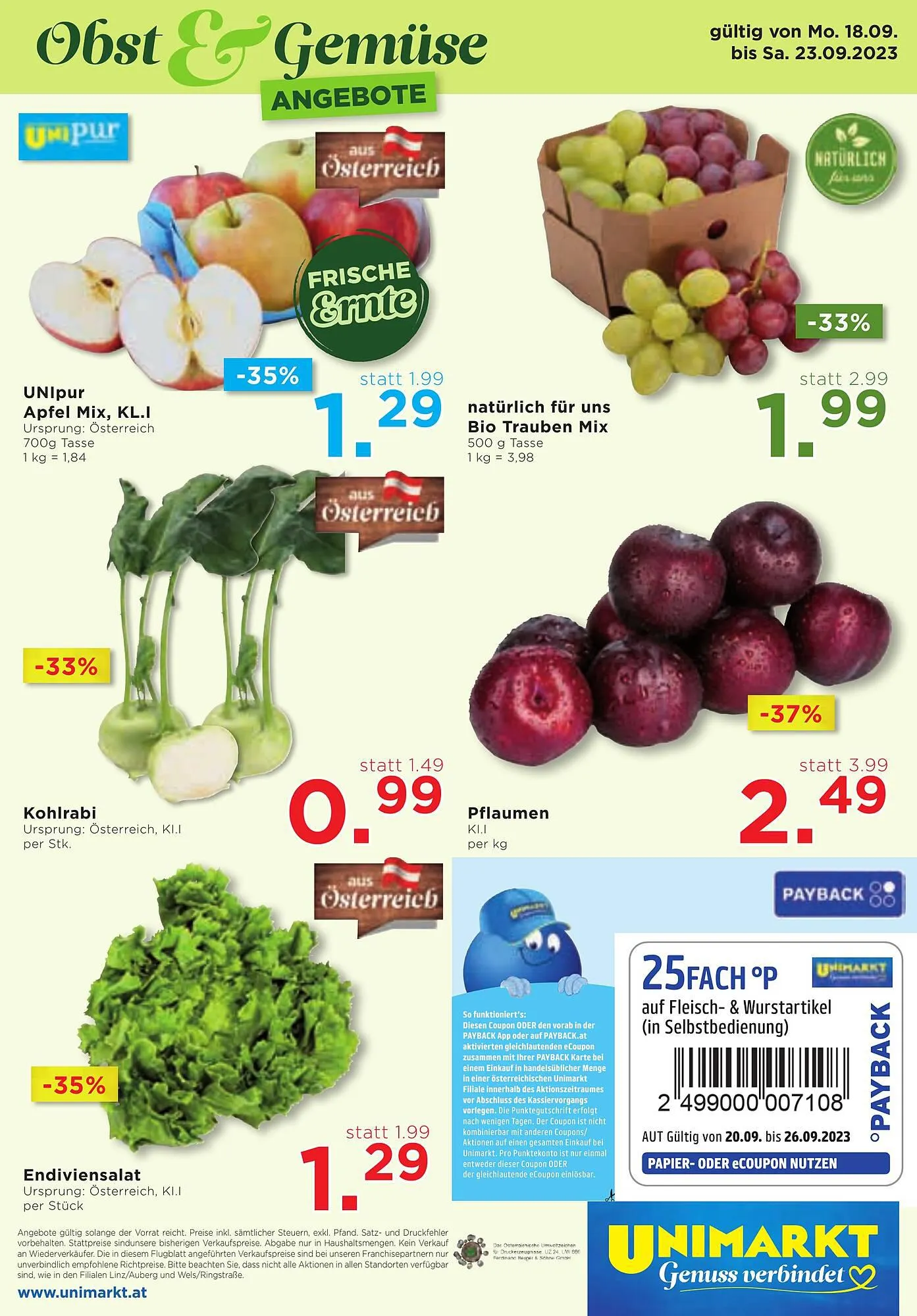 Unimarkt Flugblatt von 20. September bis 26. September 2023 - Flugblätt seite 14