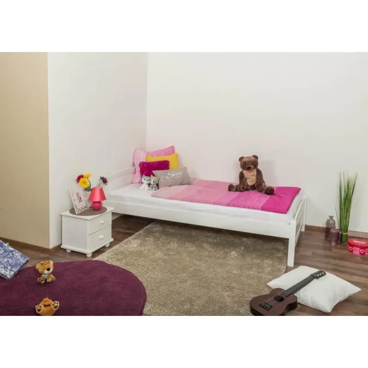 Steiner Shopping Einzelbett/ Gästebett Kiefer massiv Vollholz weiß lackiert 80, inkl. Latten