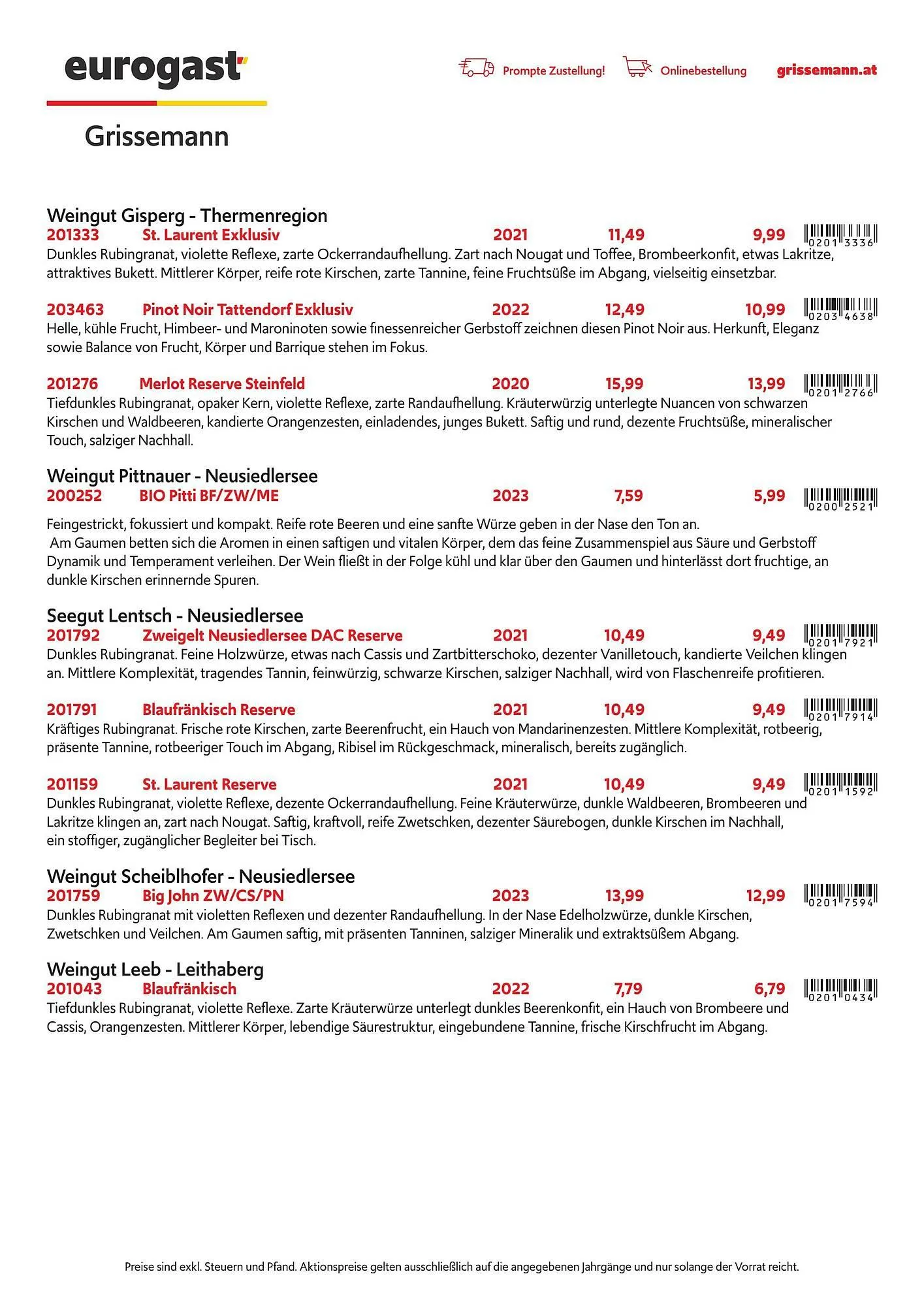Eurogast Grissemann Flugblatt von 1. Dezember bis 31. Dezember 2025 - Flugblätt seite  4