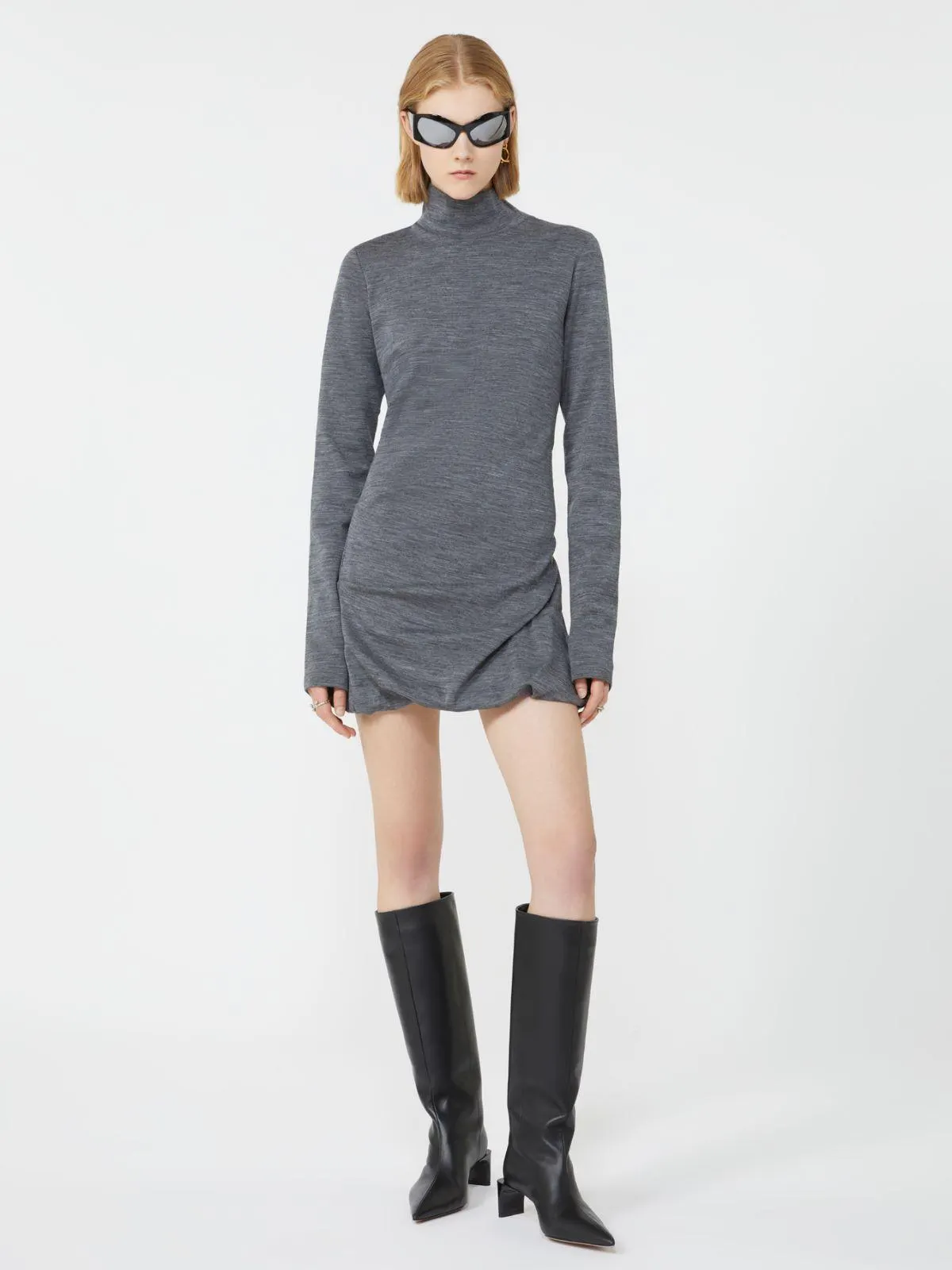 Pulloverkleid aus fließendem Jersey - Mittelgrau