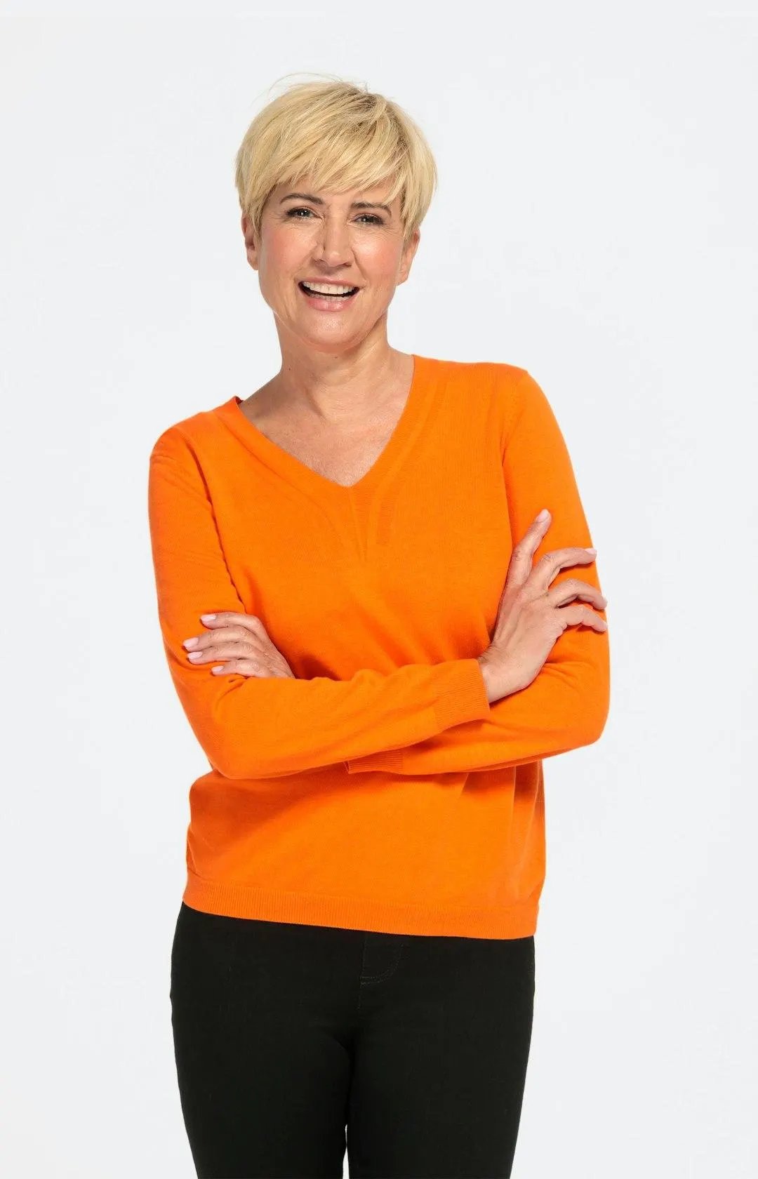 Unifarbener Pullover mit langem Ärmel