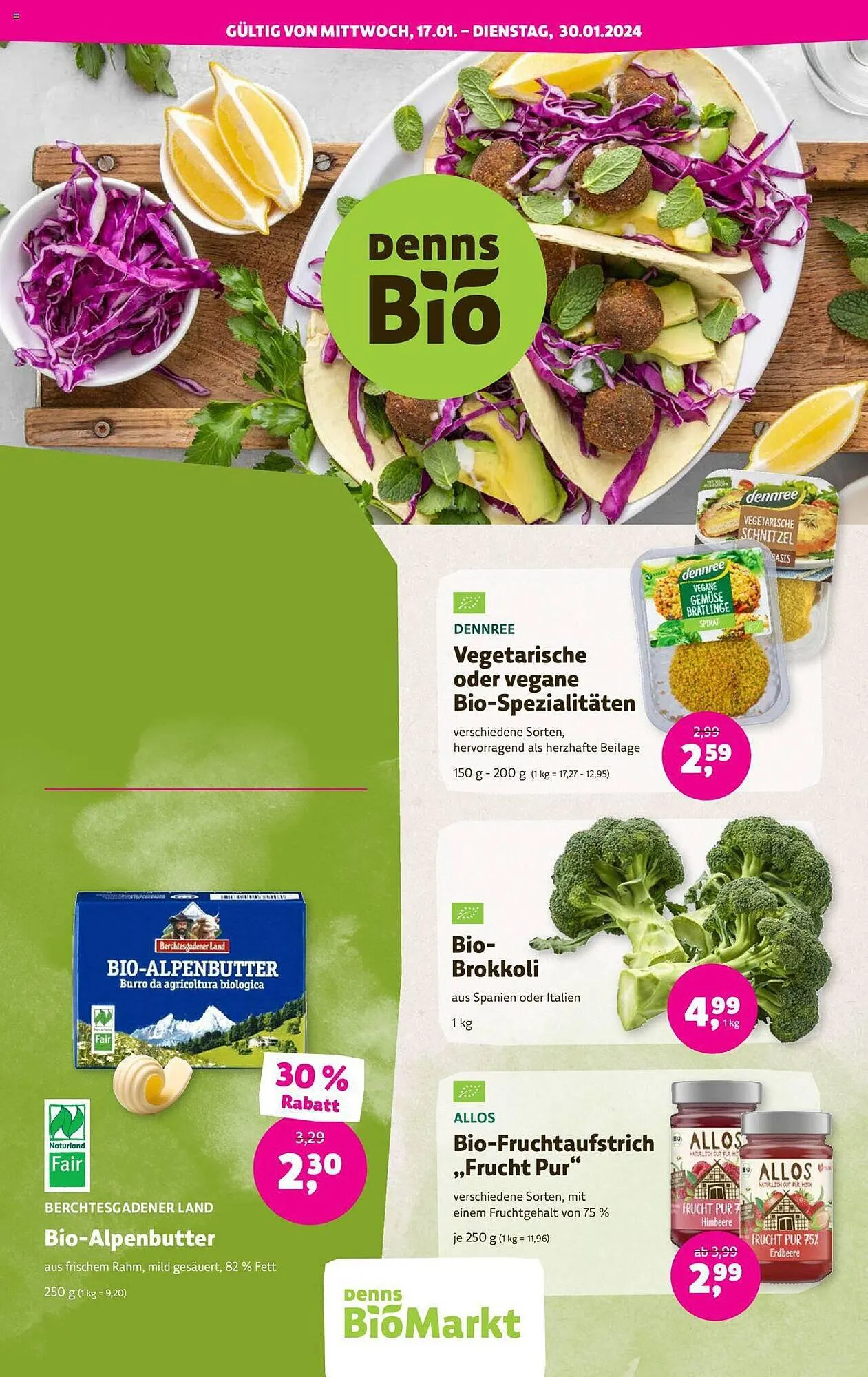 Denn's Biomarkt Flugblatt von 17. Jänner bis 30. Jänner 2024 - Flugblätt seite  