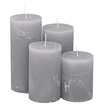 Rustikale Kerzen, grau, abgestuft, 4 Stück