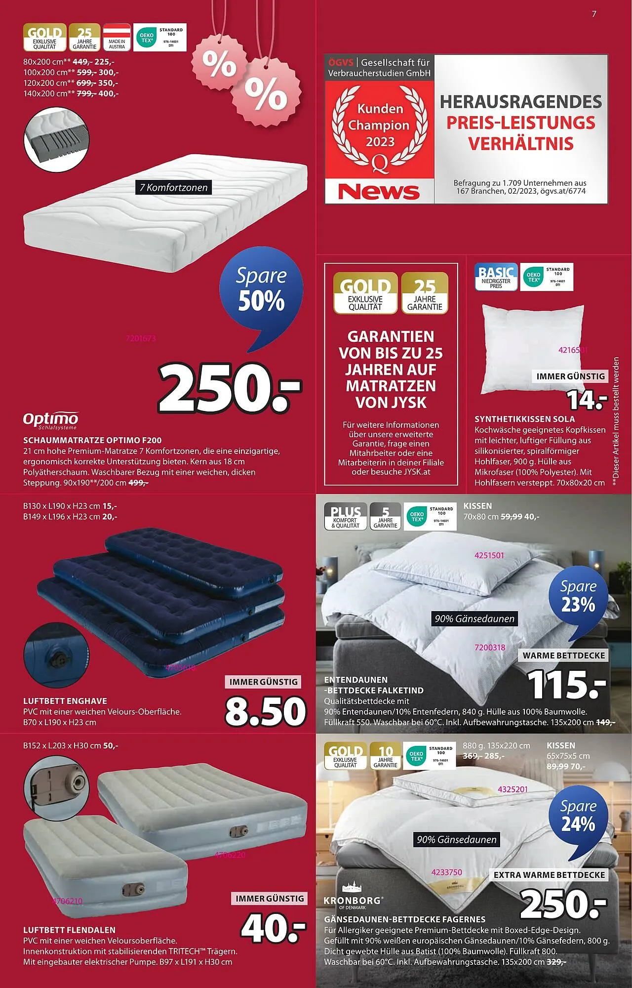 JYSK Flugblatt von 3. Jänner bis 11. Februar 2025 - Flugblätt seite 7