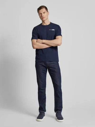 T-Shirt mit Label-Print in marine