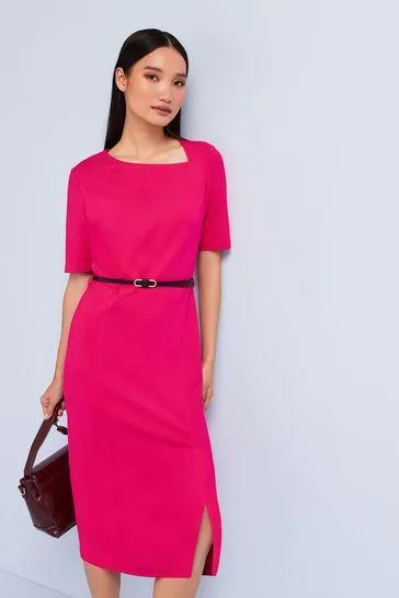 Ponté-Midikleid in Tailored Fit mit Gürtel