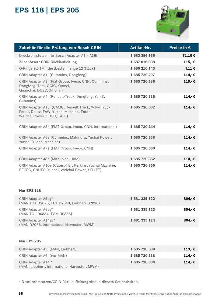 Werkstattausrüstung von Bosch von 21. Mai bis 31. Dezember 2024 - Flugblätt seite  98