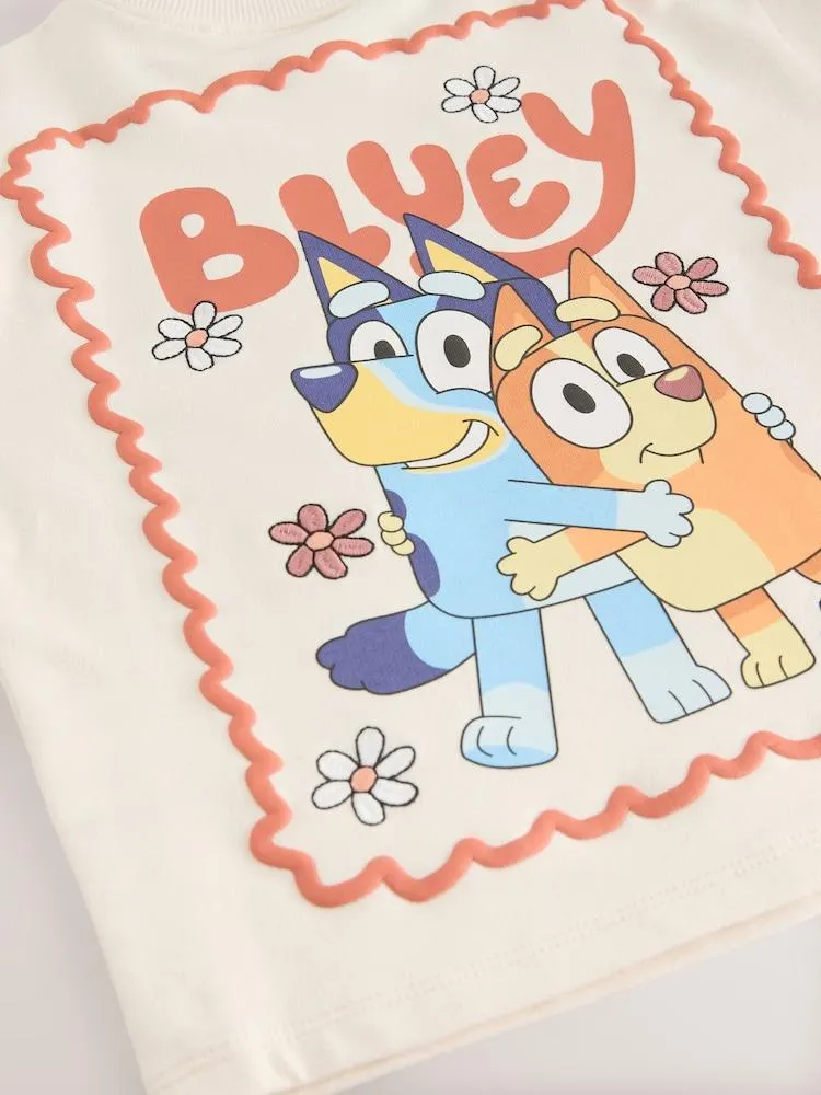 Ecru, Weiß - Bluey-Set mit langärmeligem Oberteil und Leggings (3 Monate bis 7 Jahre)