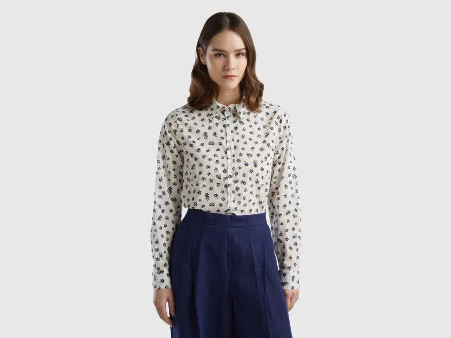 Gemusterte Bluse in 100% Baumwolle