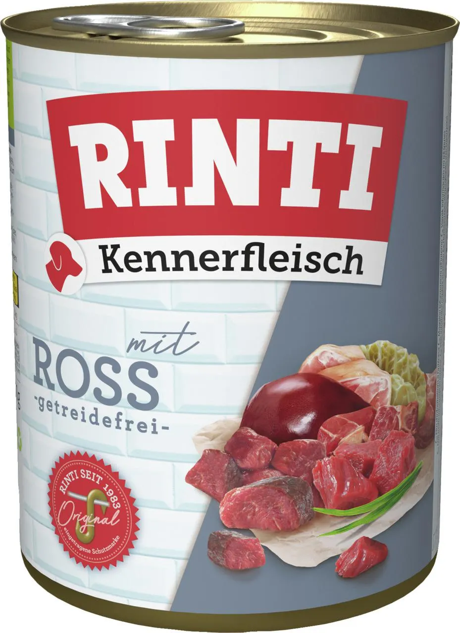 Sparpaket 6 x 800 g Rinti Kennerfleisch mit Ross Hunde Nassfutter