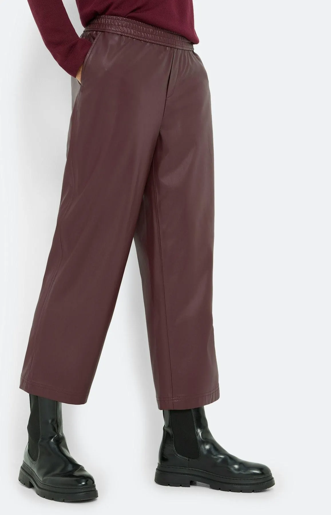 Culotte in Lederoptik, burgund