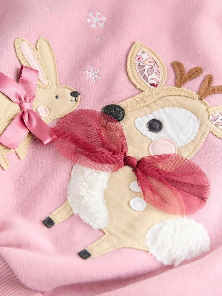 Pink Deer & Bunny Sweatshirt and Flare Leggings Set (3mths-7yrs)