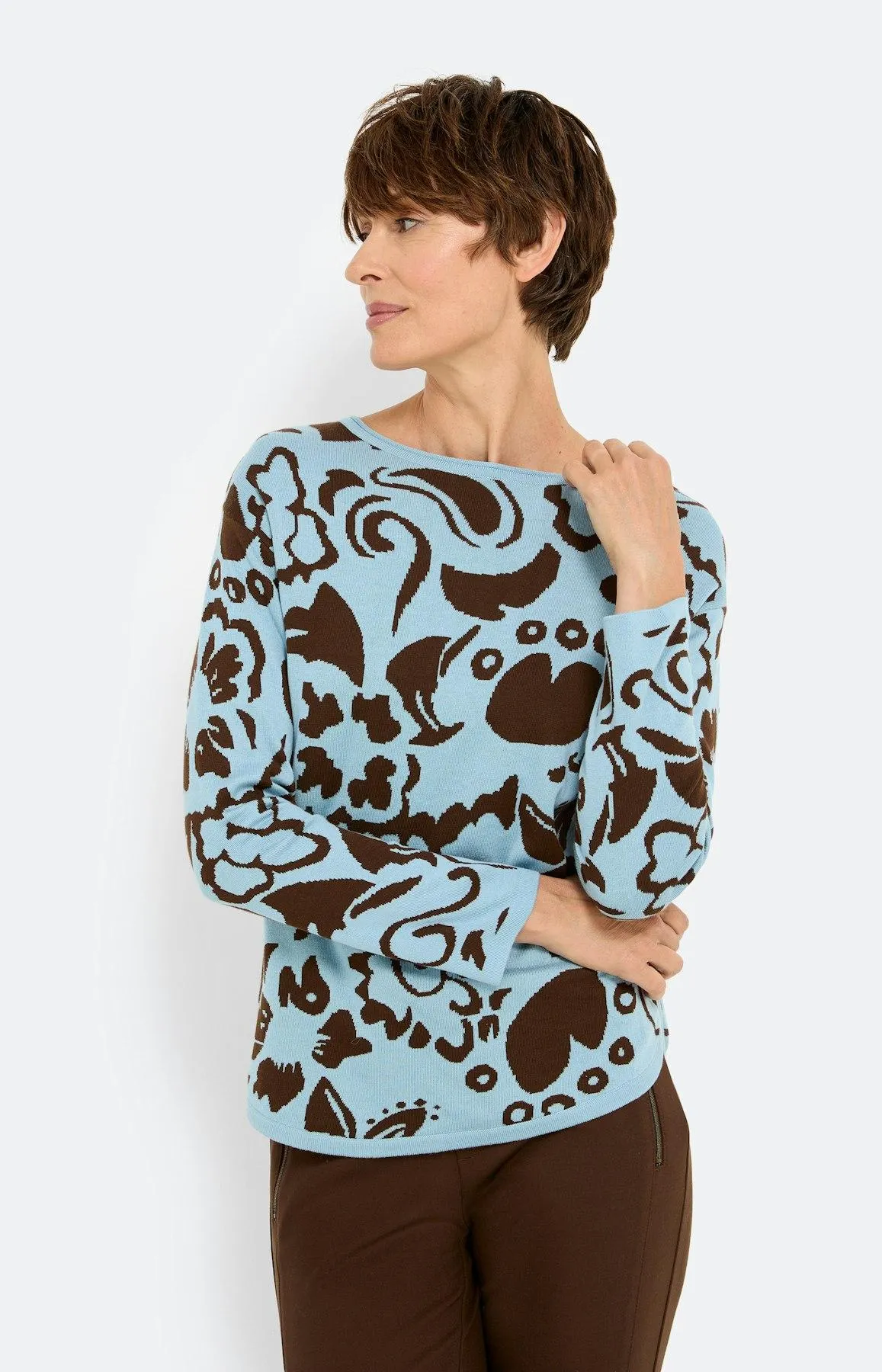 Pullover mit Jacquardmuster, hellblau