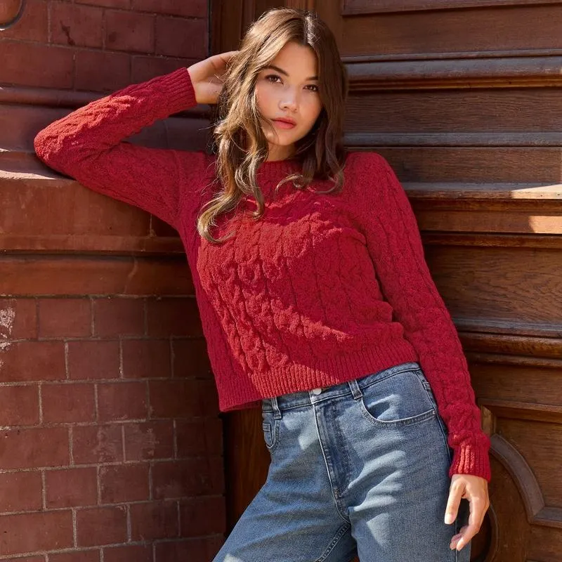 Damen-Pullover mit Zopfstrickmuster