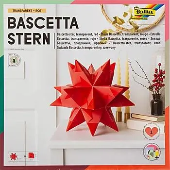folia Transparentpapier-Faltblätter "Bascetta-Stern", rot, 20 x 20 cm, 32 Blatt