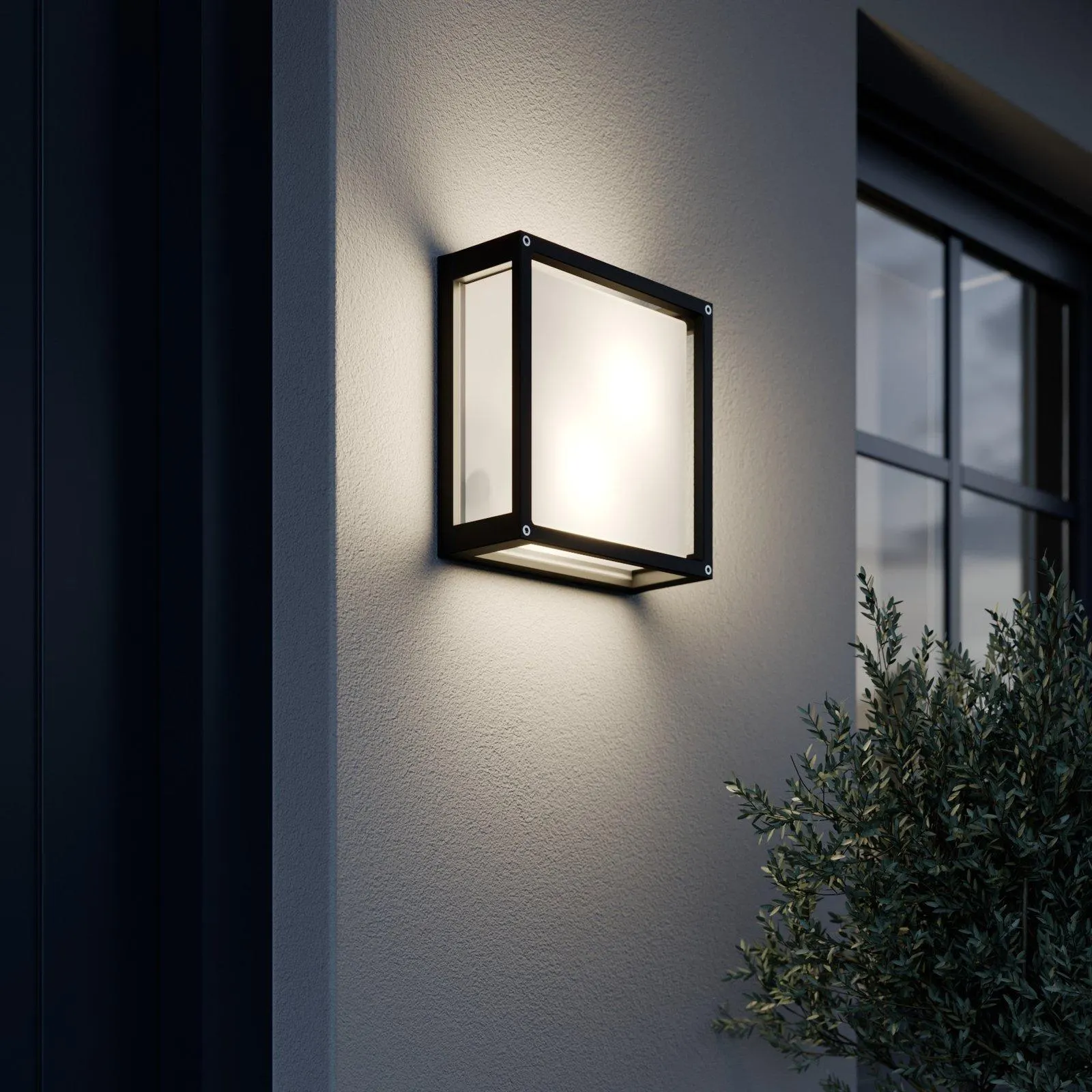 Lucande Außenwandlampe Aurelien, grau, Aluminium, 25 x 25 cm