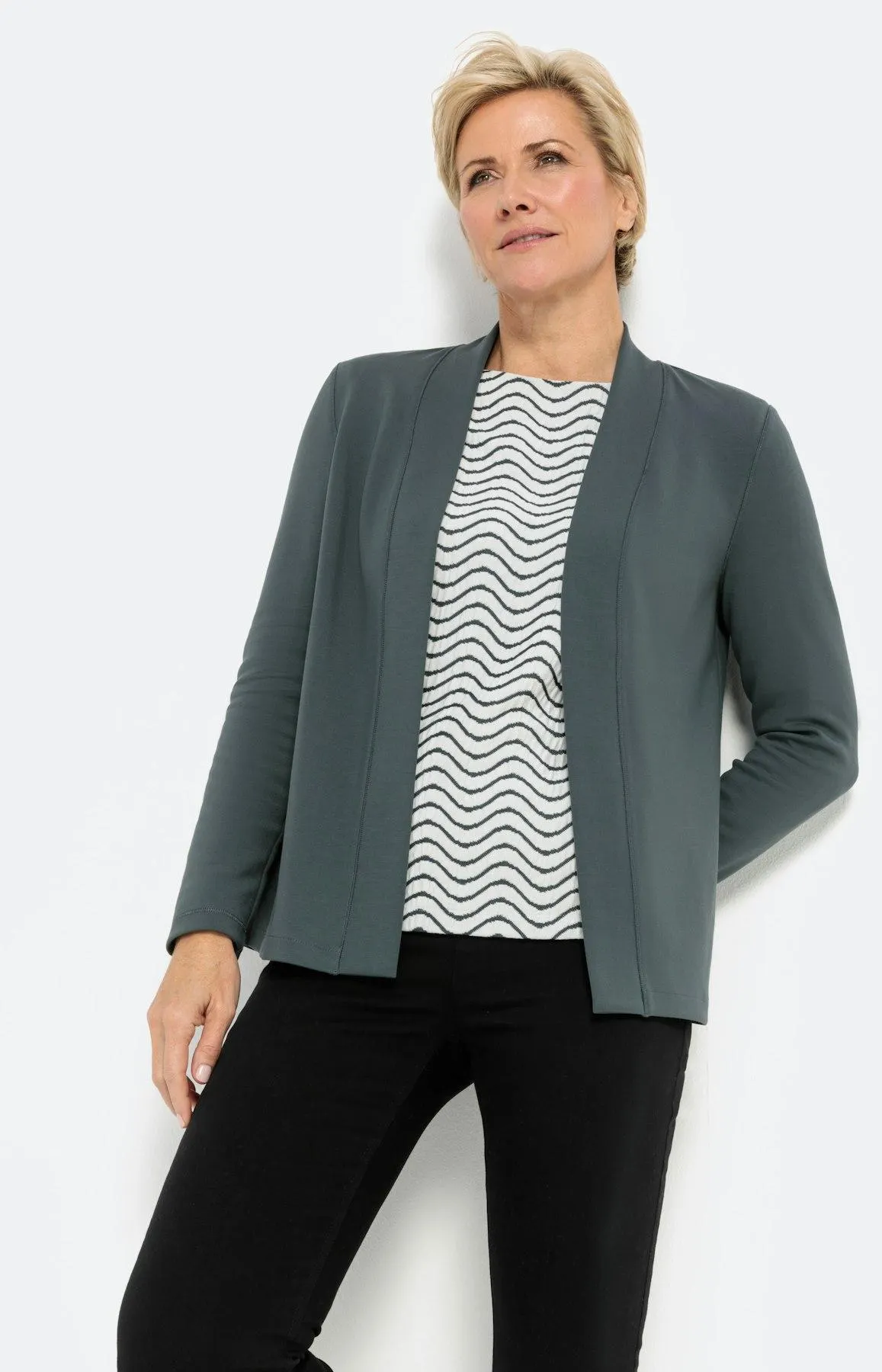 Scuba-Cardigan mit langem Arm