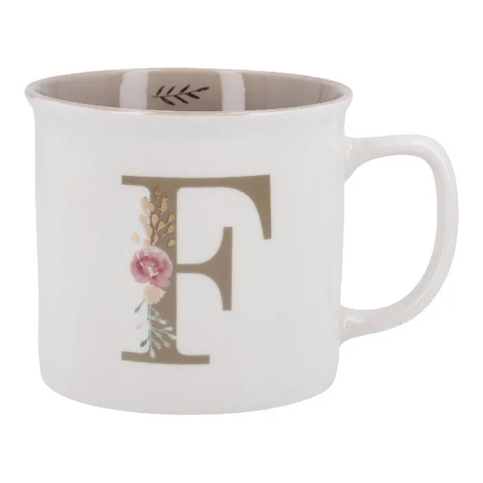 Becher Buchstabe/Blumen, F, 390 ml