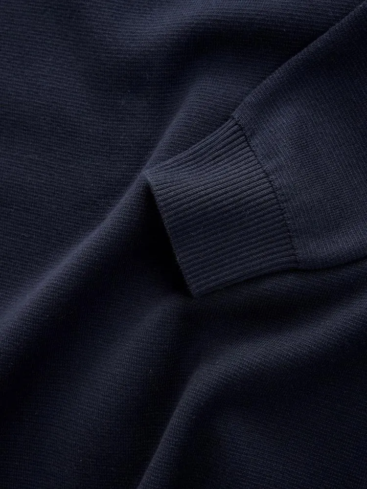 Schwarz/Marineblau - Premium-Pullover aus 100 % Baumwolle in normaler Passform mit Viertelreißverschluss, 2er-Pack