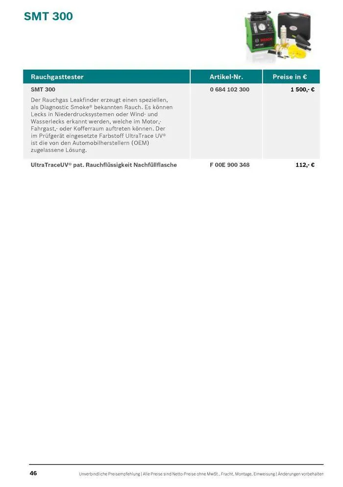 Werkstattausrüstung von Bosch von 21. Mai bis 31. Dezember 2024 - Flugblätt seite 46