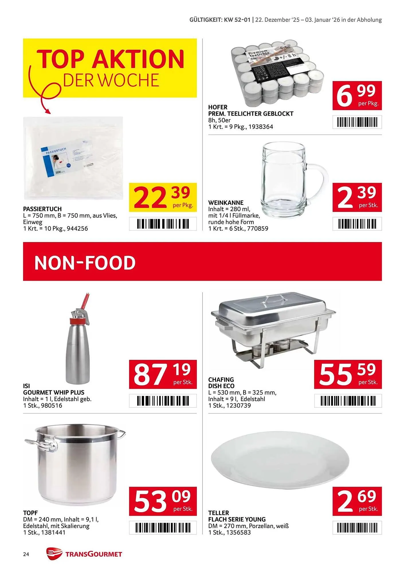 Transgourmet Flugblatt von 22. Dezember bis 4. Jänner 2026 - Flugblätt seite  24