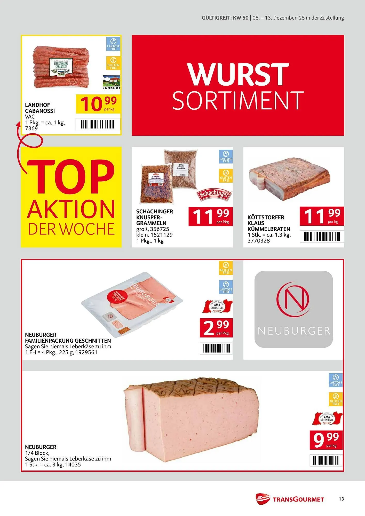 Transgourmet Flugblatt von 8. Dezember bis 13. Dezember 2025 - Flugblätt seite  13